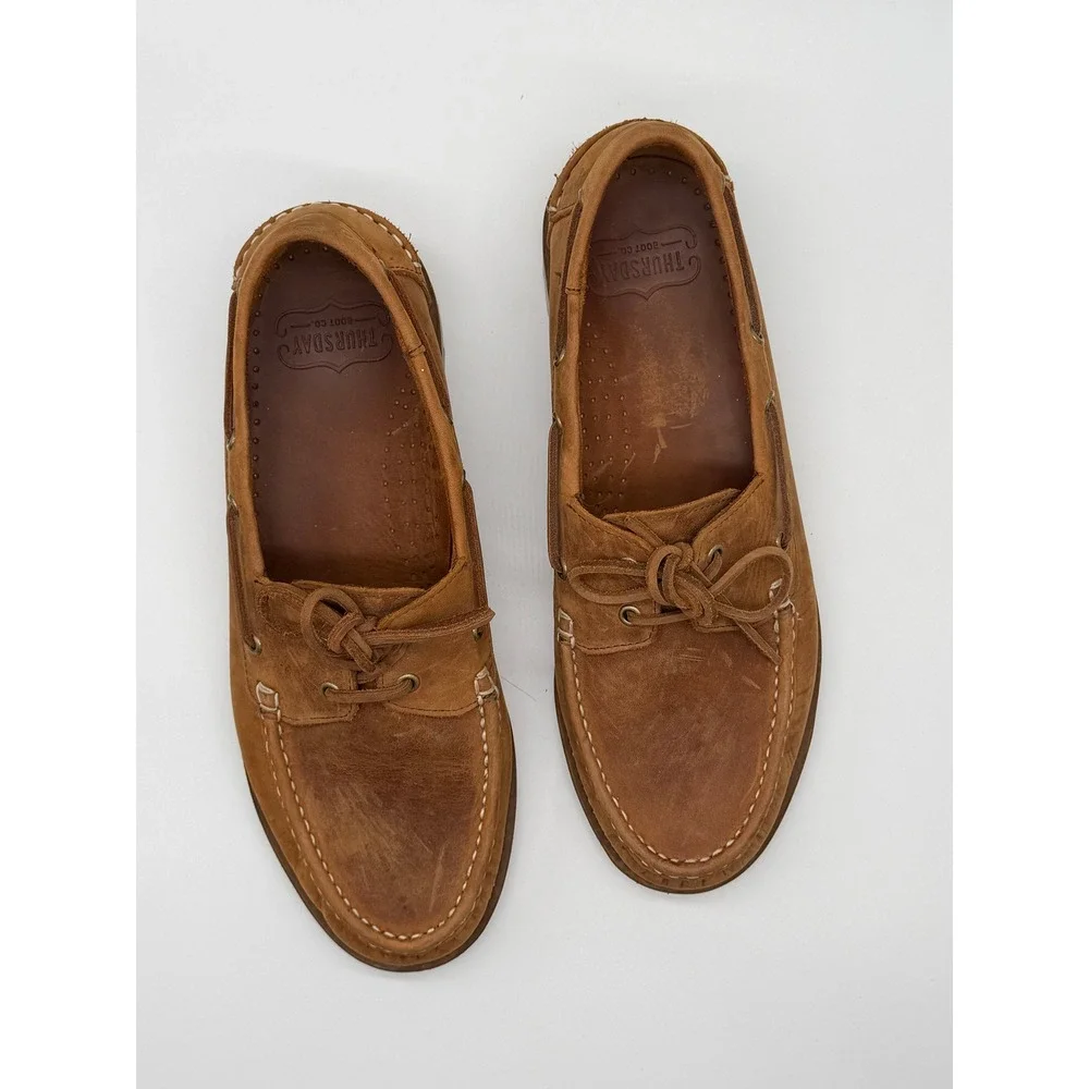 Thursday Boot Co. Boat Shoe Mens 10.5 Brown Leather Lug Sole Nautical Loafer